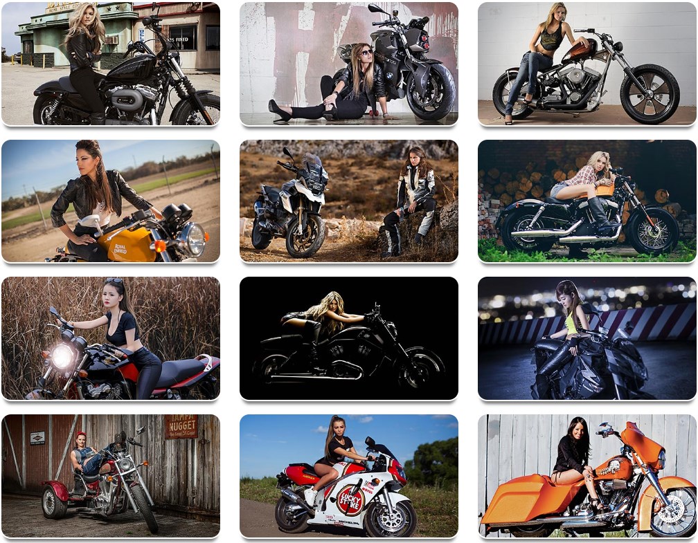 美女和摩托车 高清壁纸